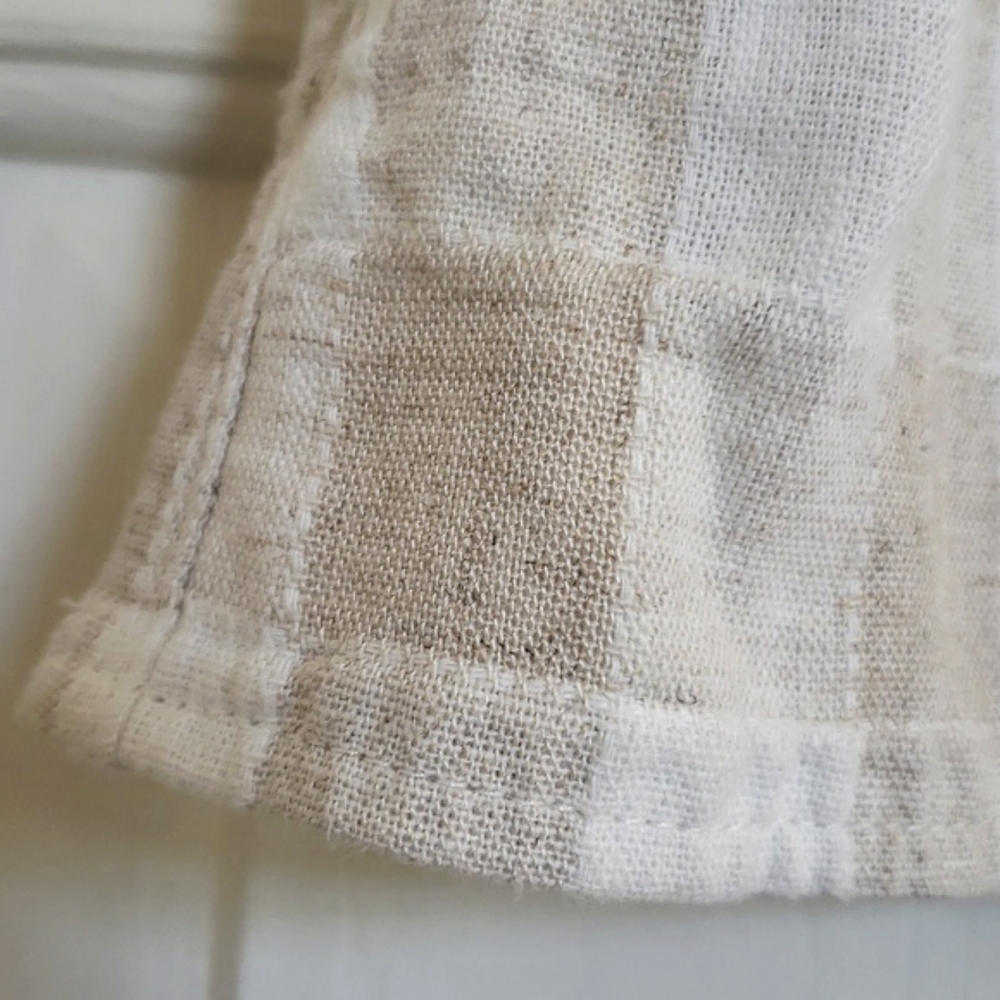Madewell Linen Blend Tulip Hem Gingham Mini Skirt Tan White Size 0 - Picture 9 of 12